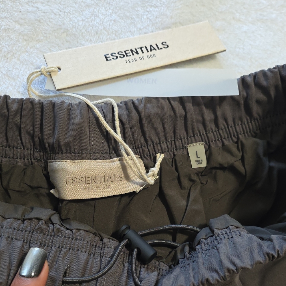 Essentials Fear Of God Womens Off Black Athletic Running Shorts - Picture 2 of 5